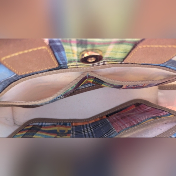 Vintage  Dooney & Bourke Rare Madras Plaid Picnic Ants Bag Purse - Picture 8 of 11